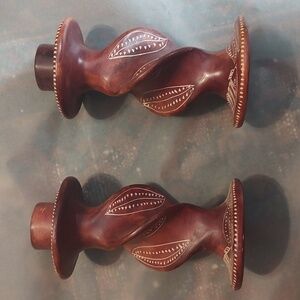 Art Sculpture Candle Sticks Africa *Damaged*